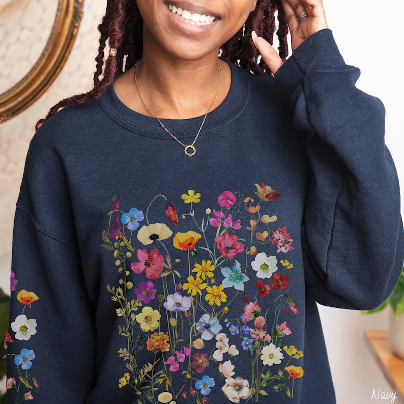 Wildflowers Sweatshirt Boho Floral Sweater