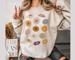 Boho Flower Sweatshirt Unisex Wildflower Sweater