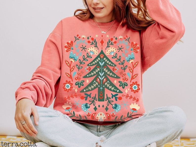 Comfort Colors Wildflower Tree Crewneck Vintage Sweatshirt