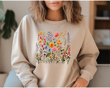 Wild Flowers Sweatshirt Botanical Pattern Sweatshirt