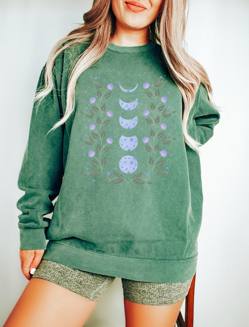 Celestial Moon Sweatshirt Moon Phase Gift