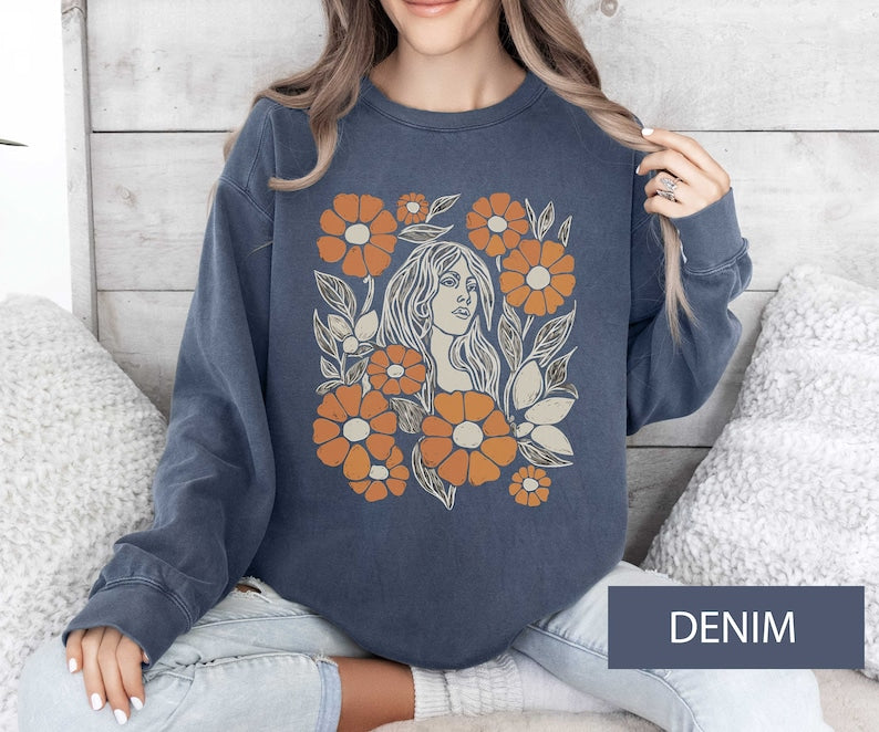 Boho Flower Sweatshirt Unisexe Wildflower Pull