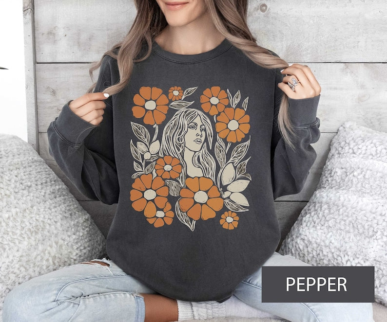 Boho Flower Sweatshirt Unisexe Wildflower Pull