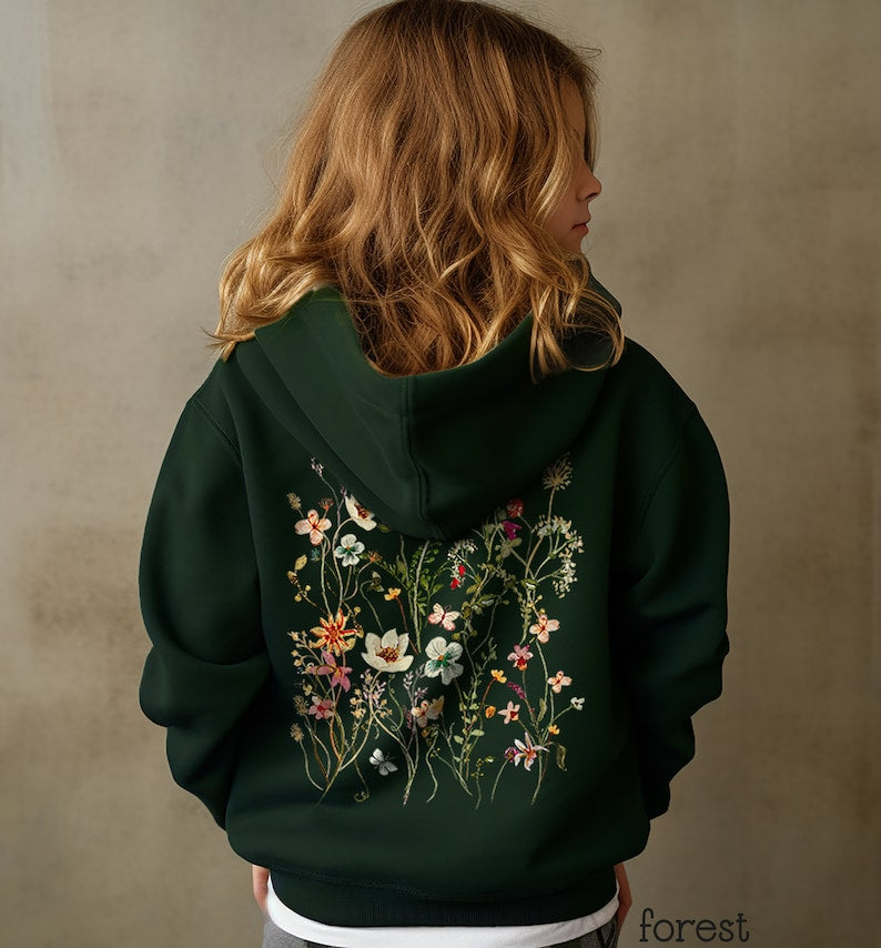 Pressed Flowers Youth Hooded Sweatshirt