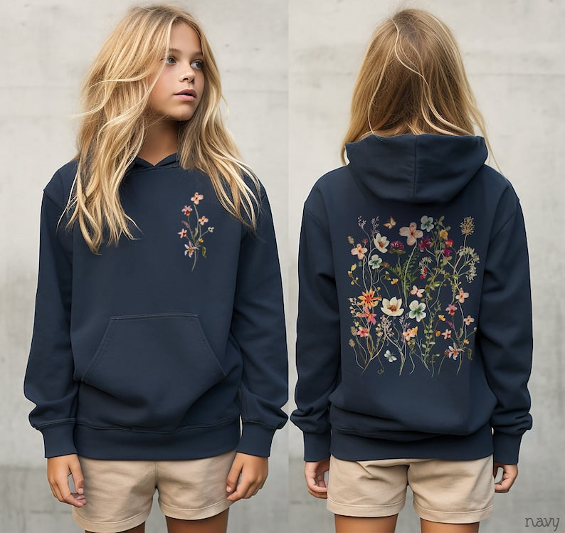 Pressed Flowers Youth Hooded Sweatshirt