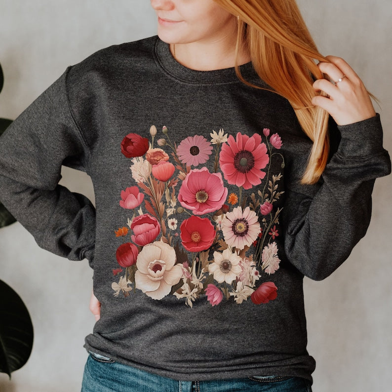 Vintage Wildflowers Sweater Floral Sweatshirt