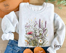 Sweat-shirt Vintage Fleurs Pressées