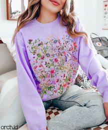 Vintage gepresste Blumen Sweatshirt Wildblumen Sweatshirt