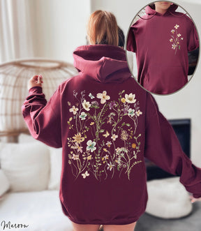 Bohemian style retro wildflower round neck Hoodie