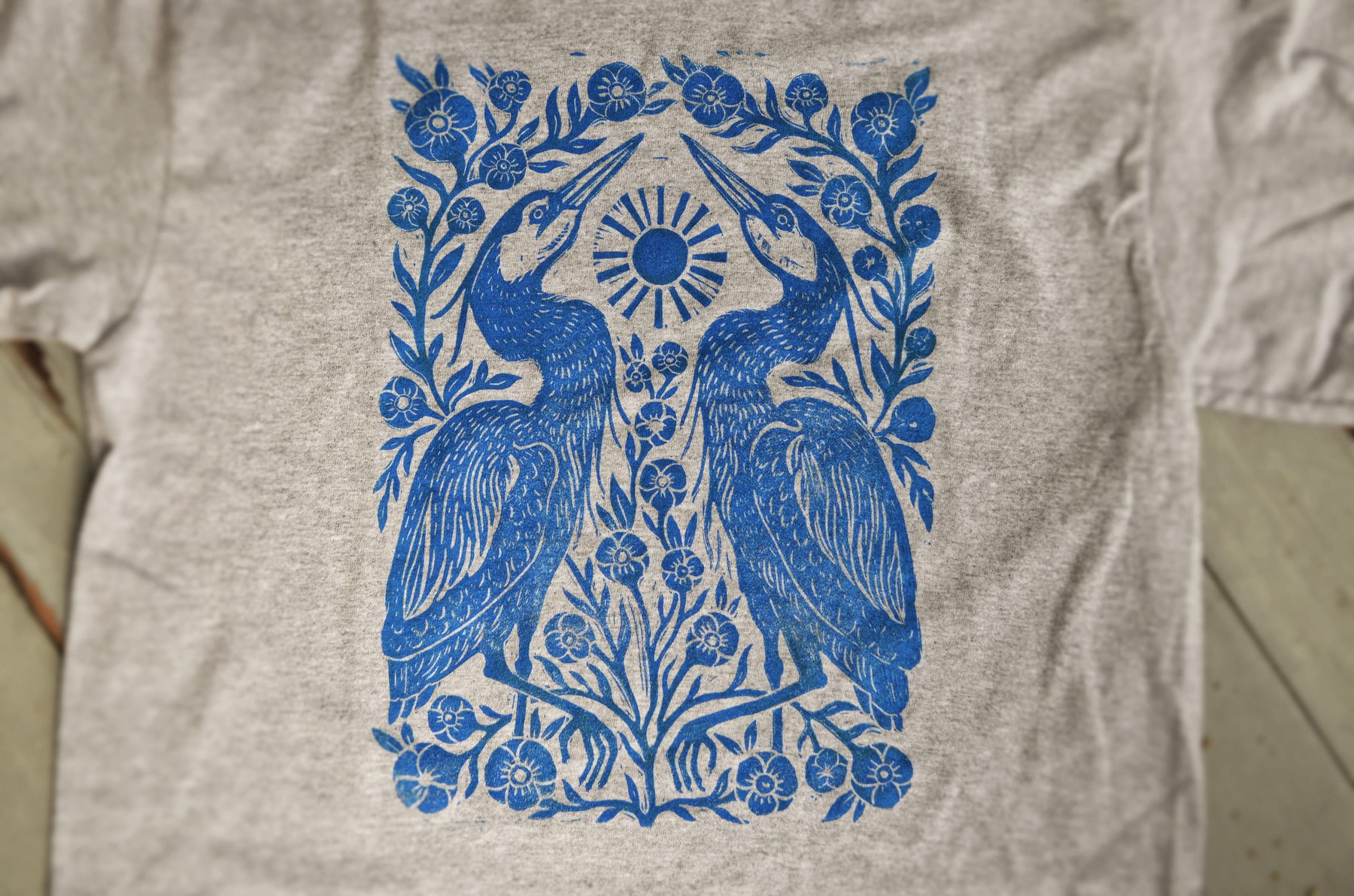 Two Herons Block Imprimer T-shirt botanique