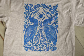 Two Herons Block Print Botanical T-Shirt