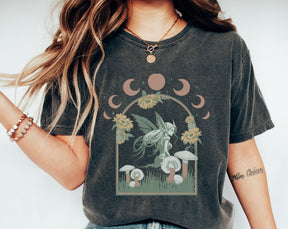 Mystical Moon Green Witch Boho T-Shirt