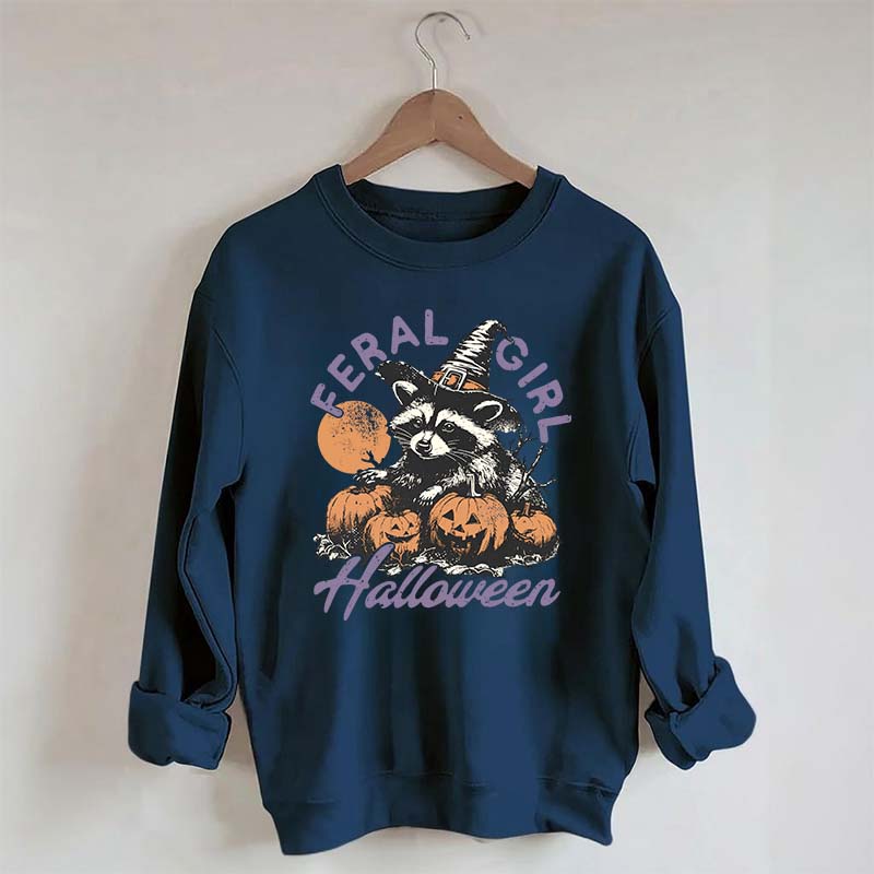 Feral girl Halloween Raccoon Sweatshirt