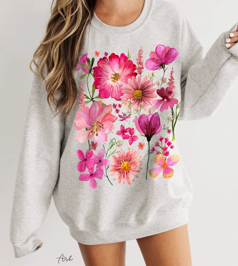 Vintage Pressed Flowers Sweatshirt