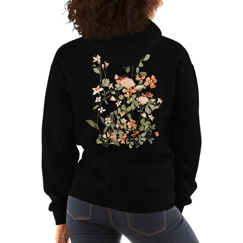 Sweat à Capuche Fleurs Vintage