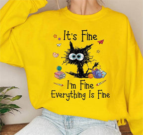 Chemise chat noire I'm Fine Everything Is Fine Pull unisexe