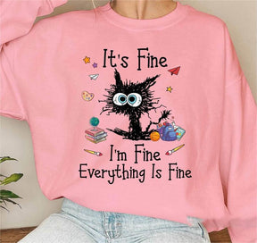 Black Cat Shirt I’m Fine Everything Is Fine Unisex  Sweater