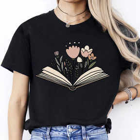 Book Lover Flowers T-Shirt