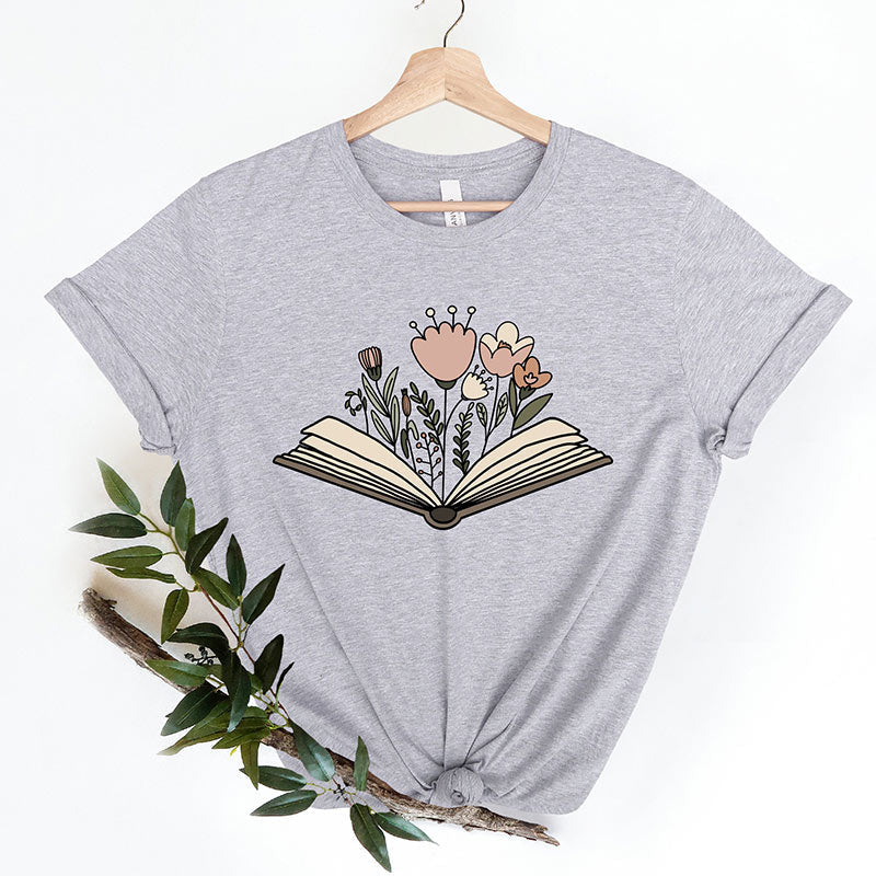 Book Lover Flowers T-Shirt