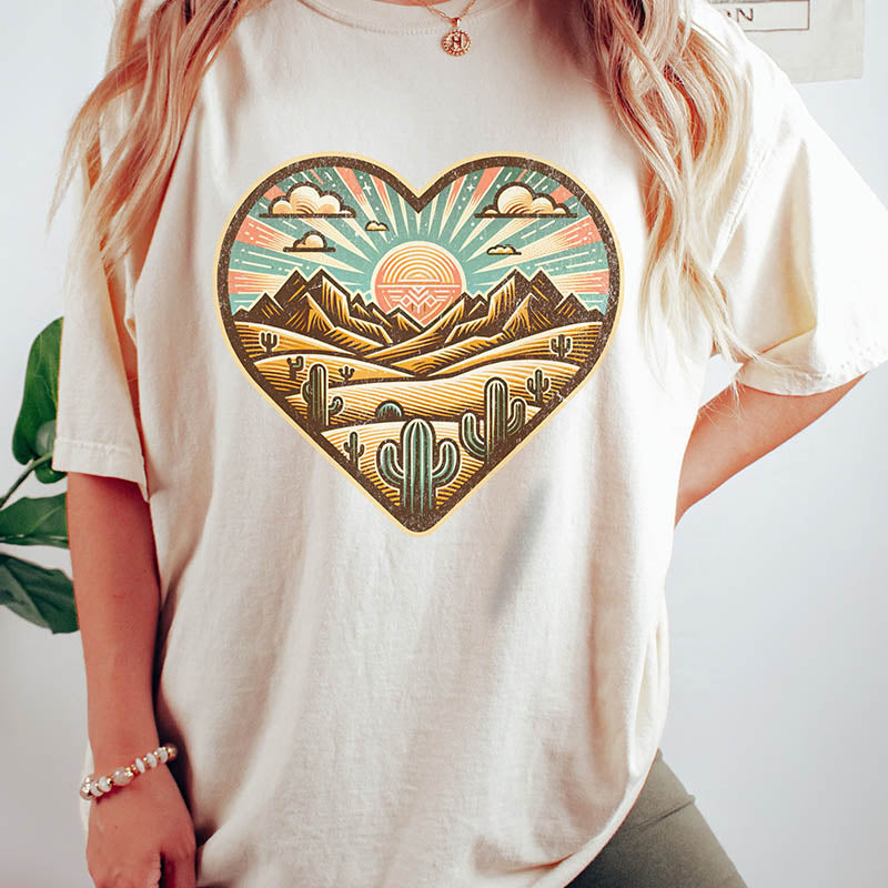 Retro Sunset Nature Mountain T-Shirt