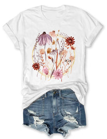 T-shirt à fleurs pressées