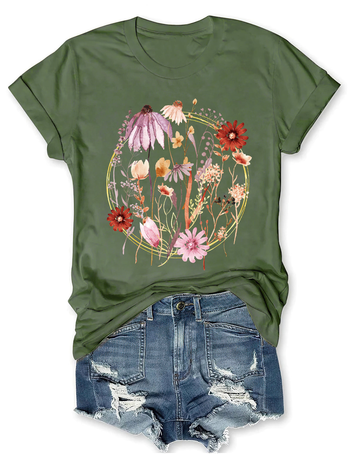 T-shirt à fleurs pressées