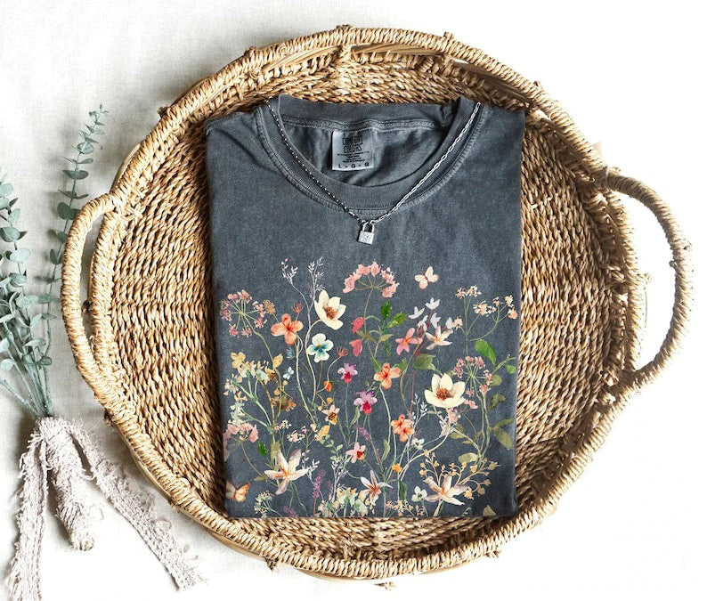 T-shirt à manches longues fleurs pressées Comfort Colors Tshirt