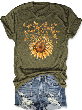 Sonnenblumen-Schmetterlings-T-Shirt