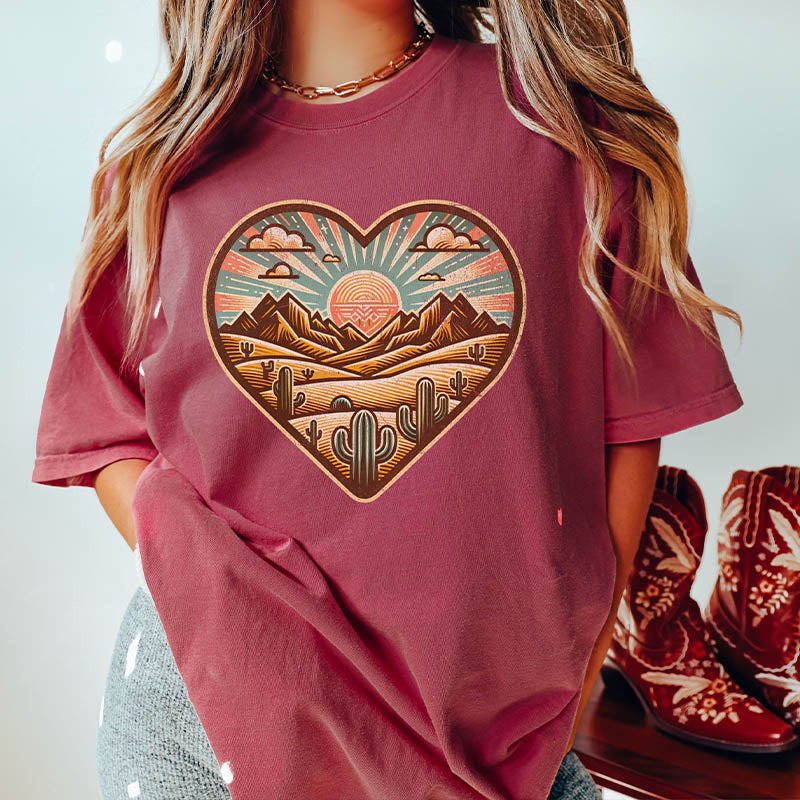 Retro Sunset Nature Mountain T-Shirt