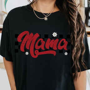 Checkered Mama Boho Motherhood T-Shirt