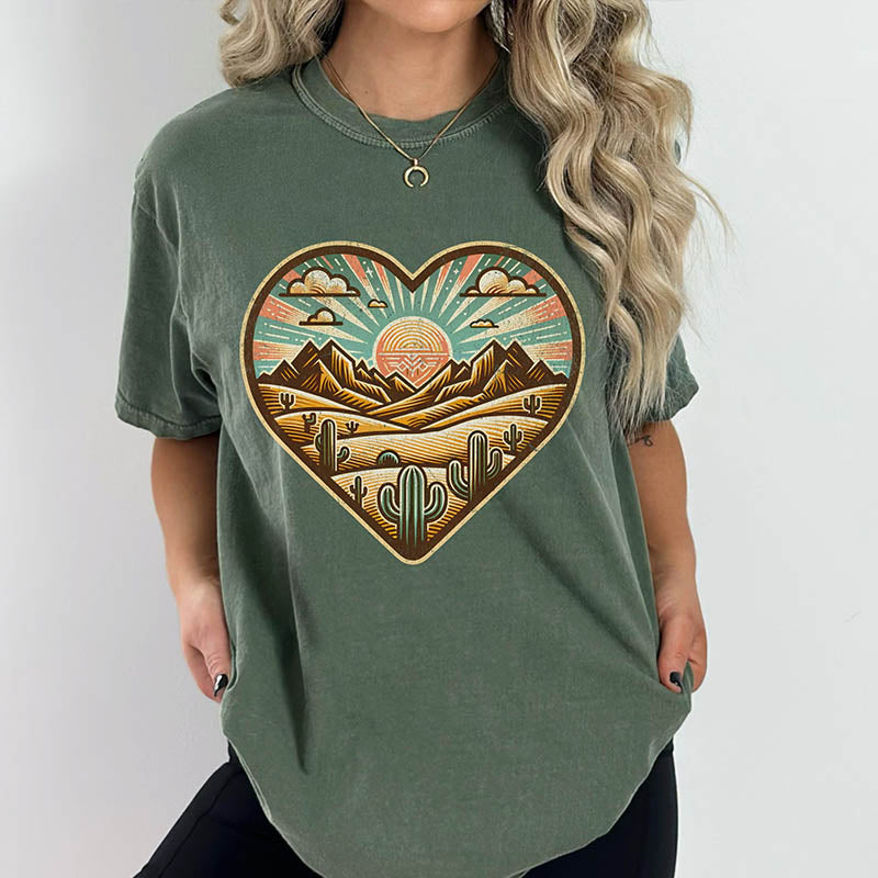 Retro Sunset Nature Mountain T-Shirt