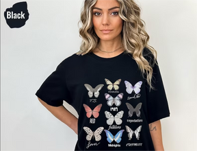 Single sided Cut Trend butterfly pattern T-shirt