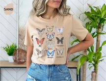 Single sided Cut Trend butterfly pattern T-shirt