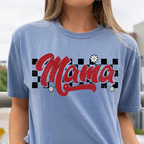 Checkered Mama Boho Motherhood T-Shirt