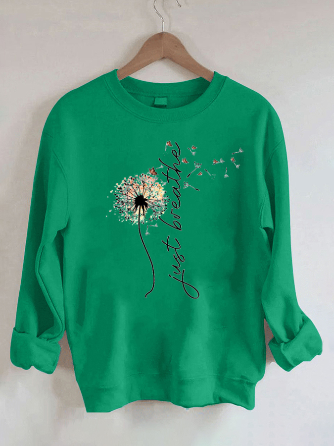 Just Breathe Casual Round Neck Sweatshirt