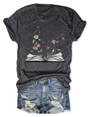 Flowers Growing From Book T-shirt