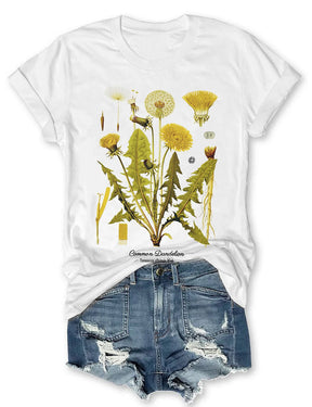 T-shirt à fleurs jaune art botanique