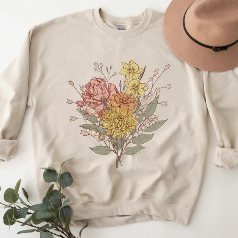 Personalized Birth Flower Bouquet Sweatshirt