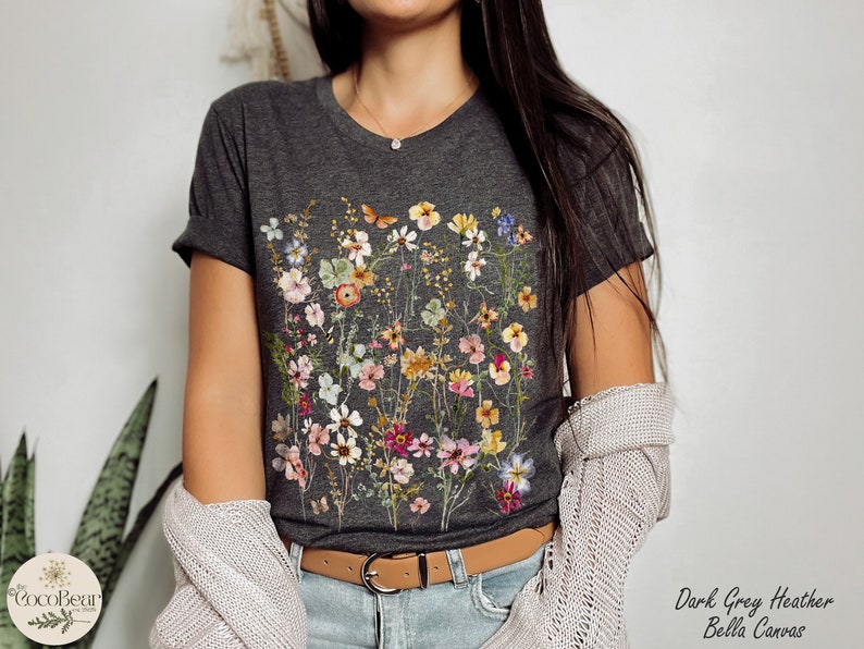 Pressed Flowers Tshirt Boho Wildflowers Shirt