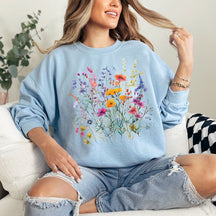 Niedliches Blumen-Sweatshirt, Schmetterlings-Wildblumen-Pullover