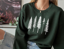 Pine Evergreen Gift for Nature Lovers Crew Neck Comfortable Sweatshirt