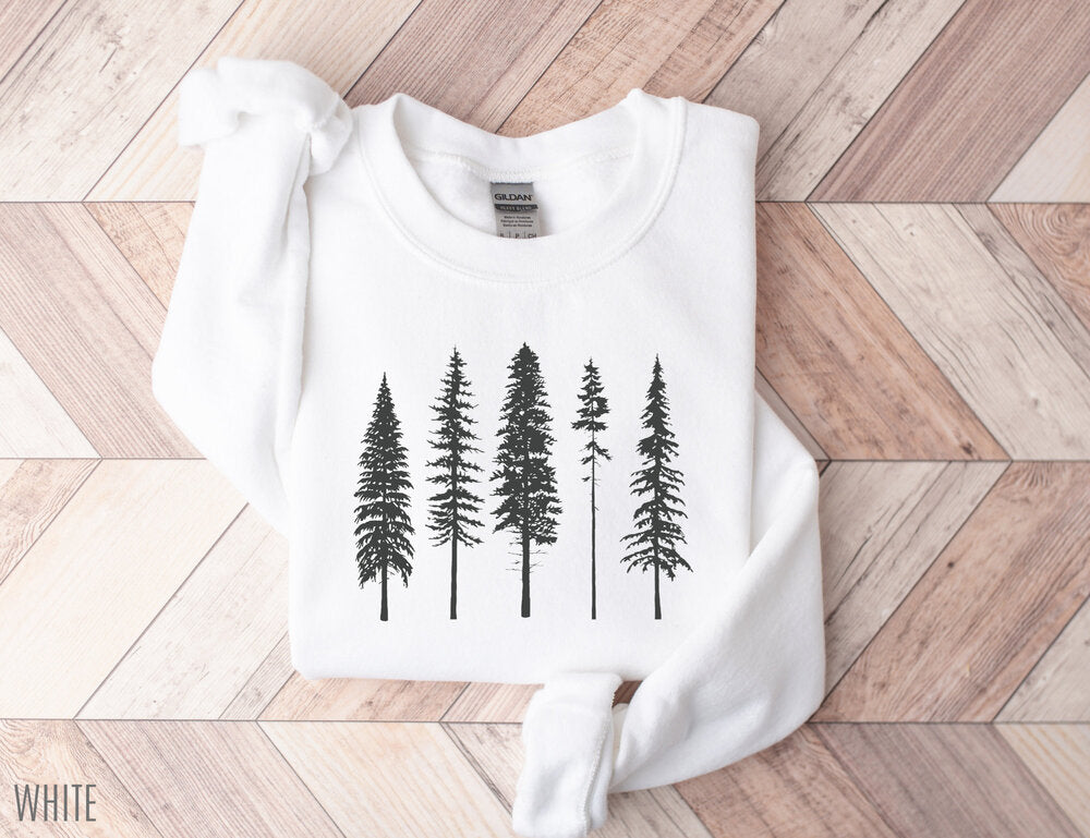 Pine Evergreen Gift for Nature Lovers Crew Neck Comfortable Sweatshirt