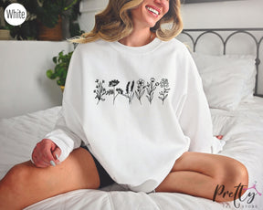 Fleurs sauvages Femme Fleurs Plante Cadeaux pour les Amis de l'Équipage du Cou Sweat-shirt Confortable