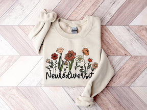 Neurodiversity Letter Flower Print Sweatshirt