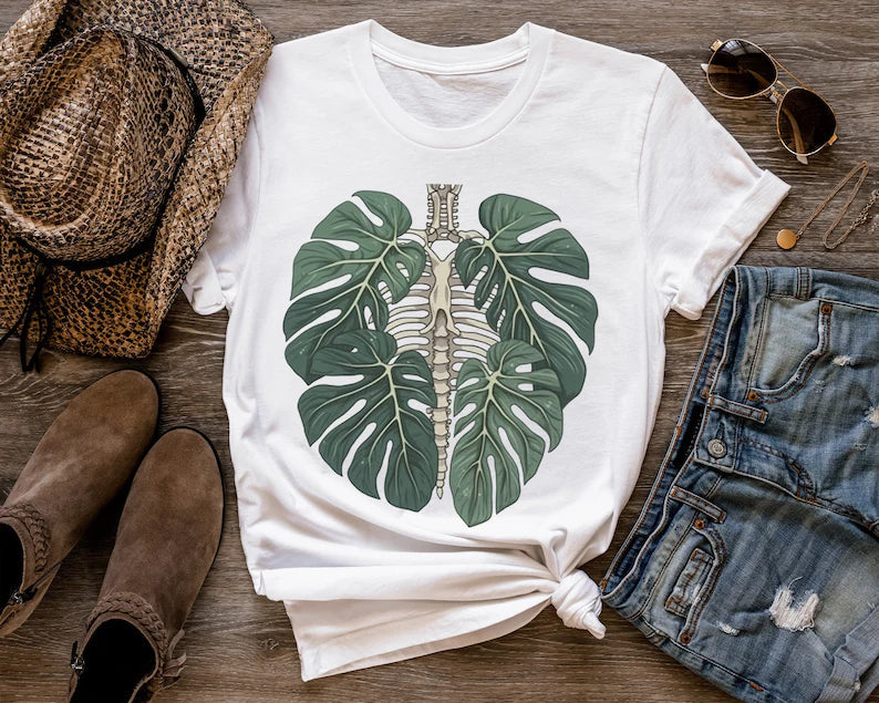 T-shirt corps de plante squelette