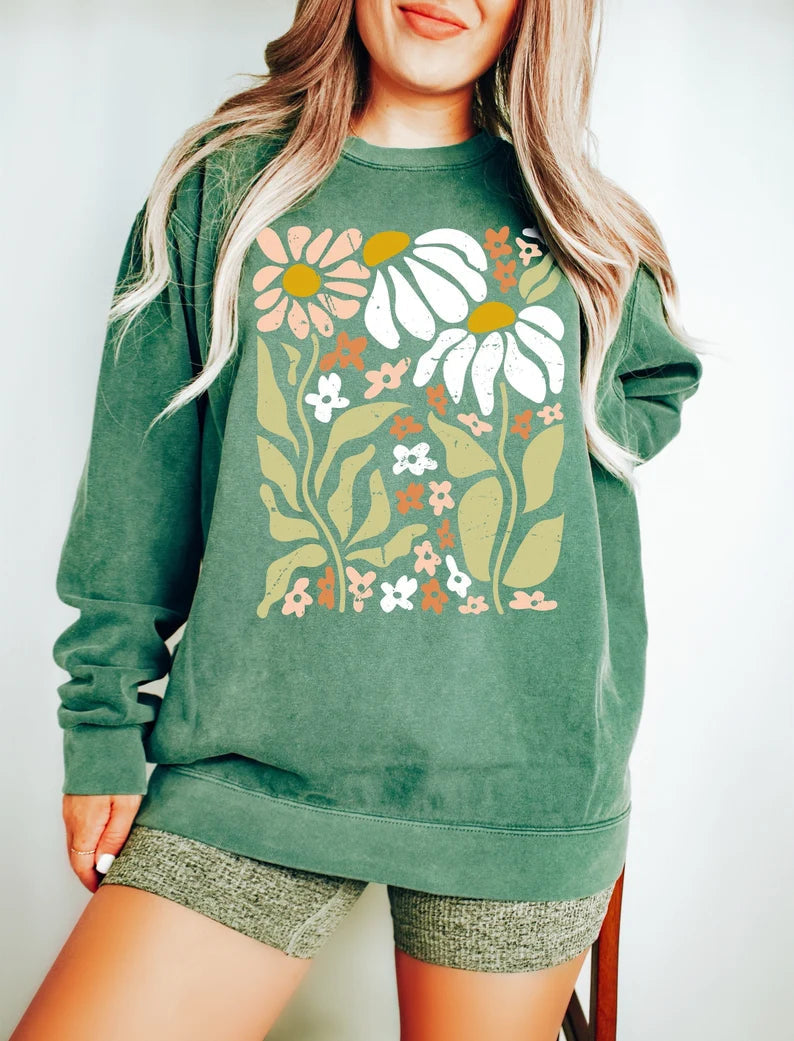 Comfort Colors Boho Wildflowers Floral Nature Sweatshirt