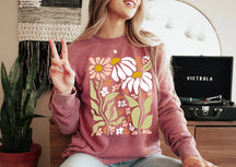 Comfort Colors Boho Wildflowers Floral Nature Sweatshirt