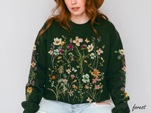 Vintage Pressed Flowers Boho Cottagecore Crewneck Sweatshirt