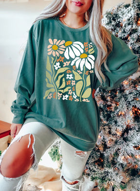 Comfort Colors Boho Wildflowers Floral Nature Sweatshirt