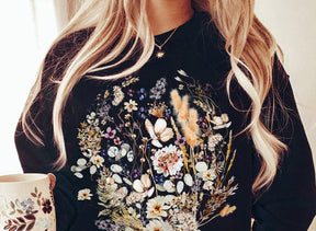 Pull floral botanique Vintage fleurs pressées Sweatshirt